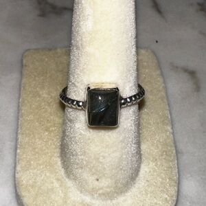 Sterling Silver Ring with Labradorite Solitaire